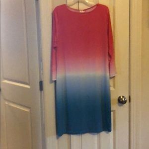 Red and blue Midi dress